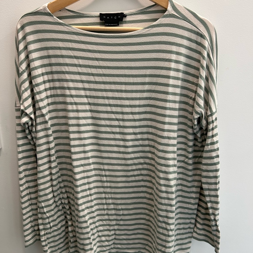Hatch Women's Striped Green Top